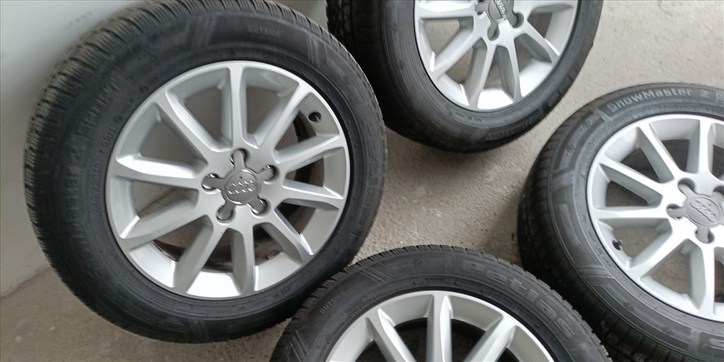  5x112 lyukosztású 16" újszerű (gyári felni) alufelni, rajta 225/55 újszerű Petlas téli gumi gumi  4. kép