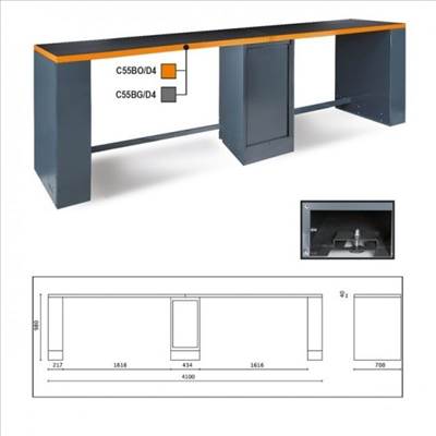 C55B-D4 4 méteres kettős munkalap középső lábbal