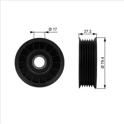 Szíjtárcsa/vezetőgörgő, hosszbordás szíj GATES T38009 for CHEVROLET, PONTIAC, BUICK, JEEP, …
