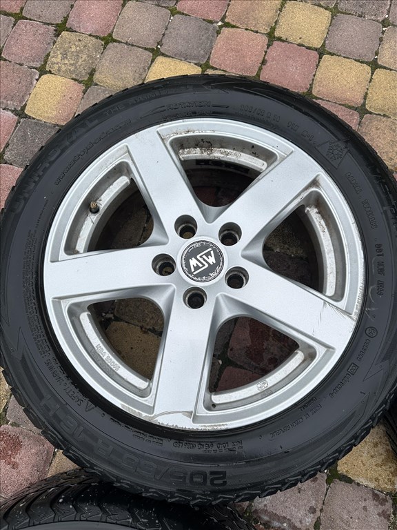  5x112 lyukosztású 16" használt alufelni, rajta használt gumi  3. kép