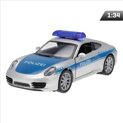 1:34-es modell, PORSCHE 911 Carrera S, POLIZEI, ezüst