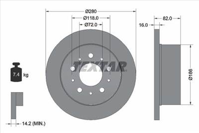 féktárcsa TEXTAR 92157403 for CITROËN, FIAT, PEUGEOT, OPEL