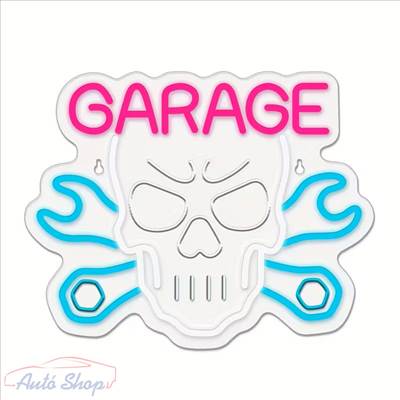 Autószerelő műhely LED tábla neonreklám dekoráció , autós LED neon éjszakai lámpa, BMW GARAGE - Garázstábla 38 x 28,7 cm