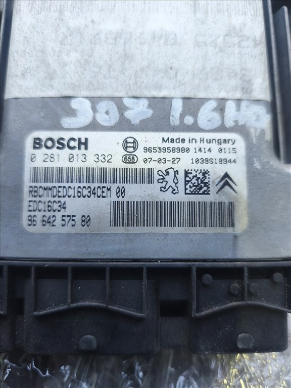 Peugeot 307 1.6 HDI motorvezérlő bsi kulcs  0281013332 9664257580 1. kép