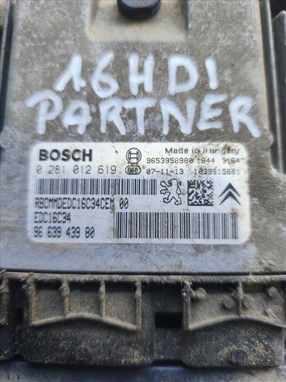 Peugeot partner 1.6 HDI motorvezérlő bsi kulcs  0281012619 9663943980 2. kép