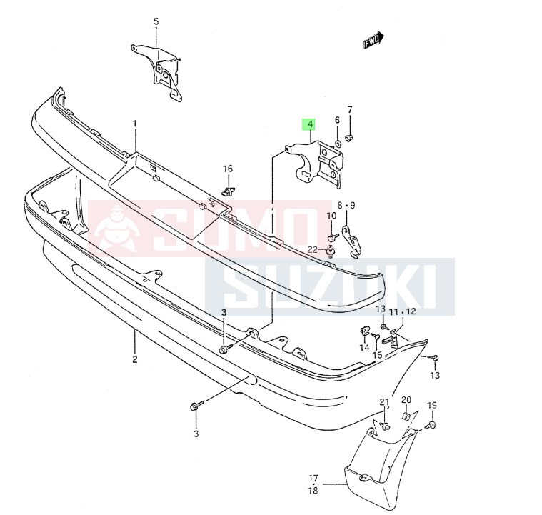 Suzuki Swift 1992-1996 hátsó lökhárító tartó jobb 71822-60B00 1. kép