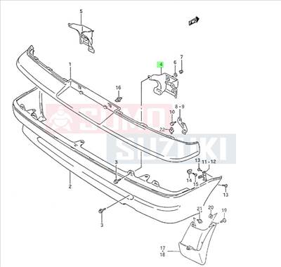 Suzuki Swift 1992-1996 hátsó lökhárító tartó jobb 71822-60B00