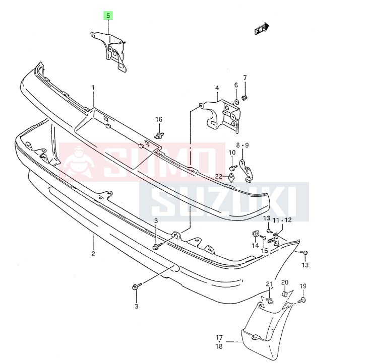 Suzuki Swift 1992-1996 hátsó lökhárító tartó bal 71827-60B00 1. kép