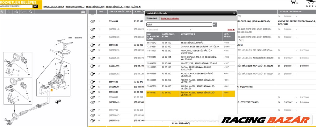 Opel Insignia 1.6T sport - váltógomb + váltószoknya  55597767 2. kép
