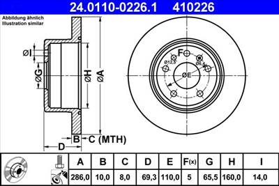 féktárcsa ATE 24.0110-0226.1 for SAAB, OPEL, VAUXHALL