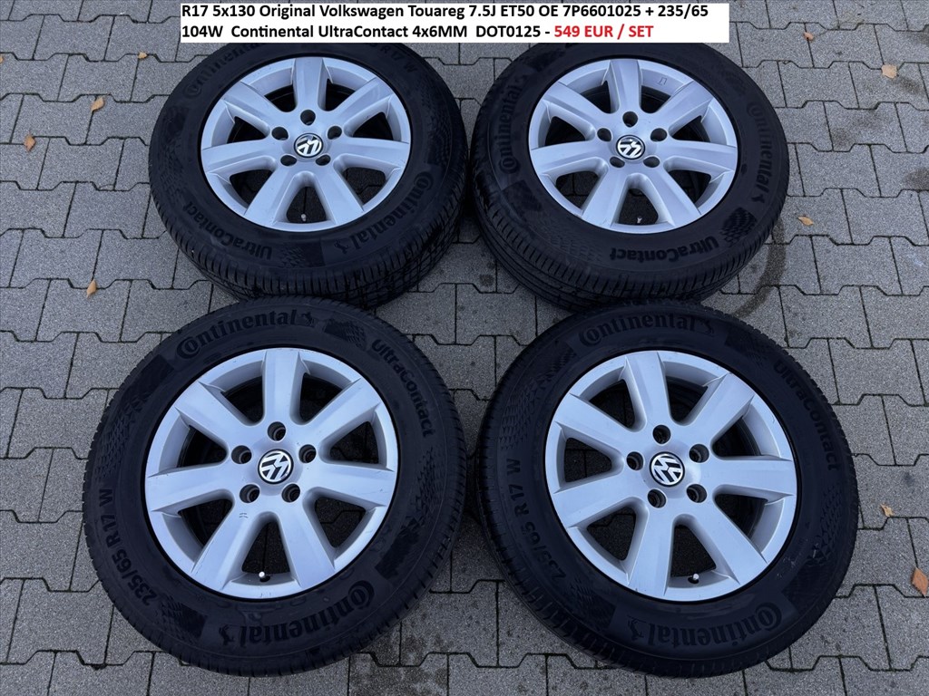 R17 5x130 Original Volkswagen Touareg 7.5J ET50 OE 7P6601025 + 235/65 104W 1. kép