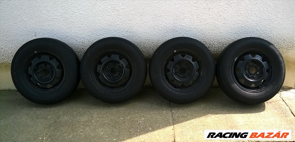 Eladó  4db 14-es 4x108 Audi-Vw lemezfelni 185/70R14 Goodyear nyári gumival 1. kép