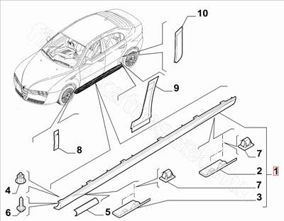 Küszöb spoiler jobb - 159 - 156059792 -  - FIAT eredeti Eredeti új 156059792