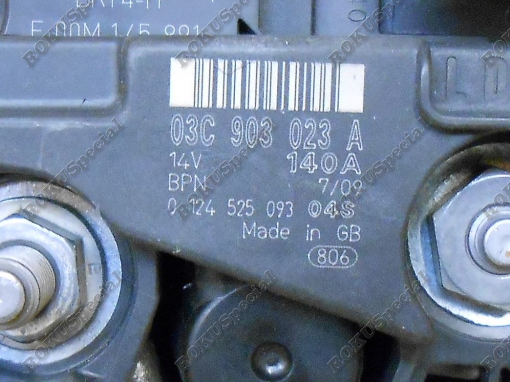 VW Passat B6,3C, B7 2008-2014-ig Generátor 140A BOSCH 03C903023A 0124525093 4. kép