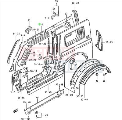 Suzuki Samurai SJ413 zárt tető panel darab jobb 63131-80150