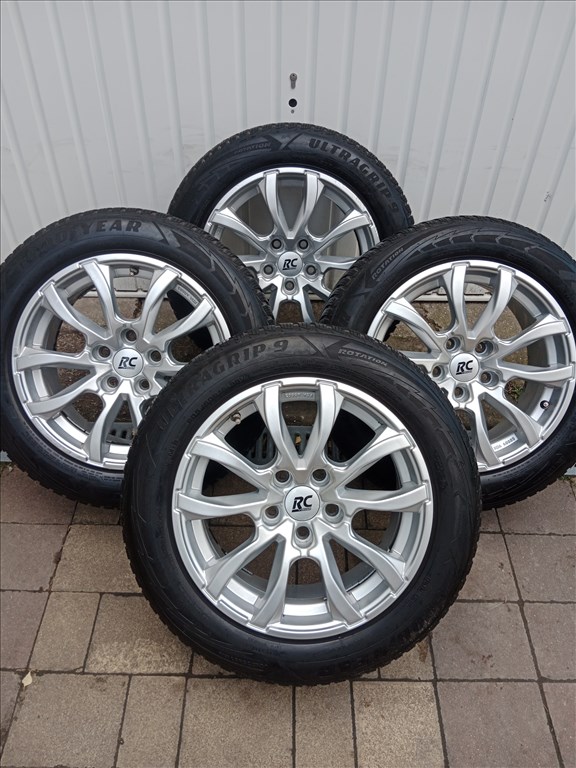  5x112 lyukosztású 16" használt alufelni, rajta 205/60 használt téli gumi gumi  1. kép