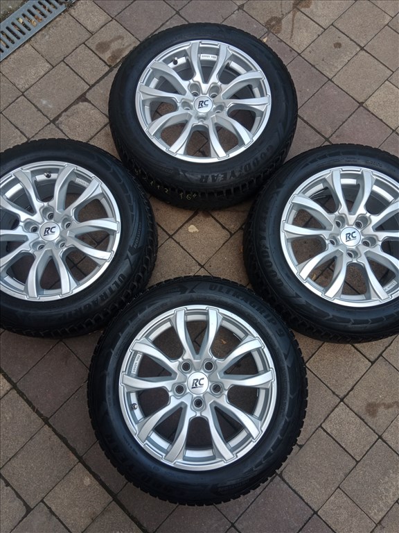  5x112 lyukosztású 16" használt alufelni, rajta 205/60 használt téli gumi gumi  3. kép