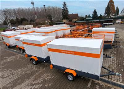 Új ponyvás utánfutó eladó készletről! 130x220 cm, laprugós, KNOTT futóműves