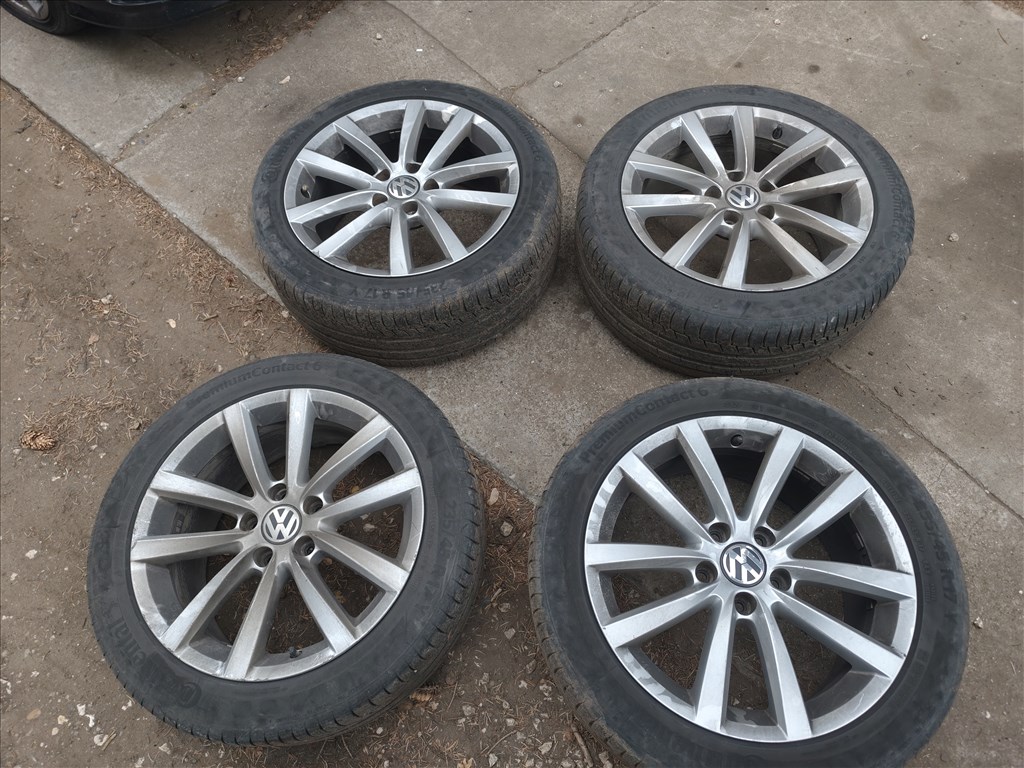 VW Passat B6 b7 5x112 lyukosztású 17" használt (gyári felni) alufelni, rajta kopott gumi  1. kép