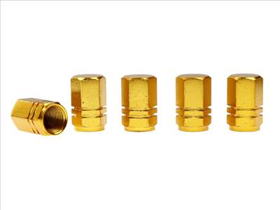 Szelepsapka, alumínium hatszögletű, 5 db, arany színű