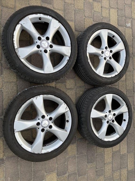 5x112 Mercedes 17" használt alufelni, rajta 225/45 használt Sava nyári gumi szett egyben eladó 1. kép