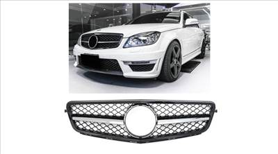 Mercedes Benz W204 fekete-króm hűtőrács C63 AMG stílusban