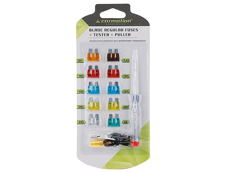 UNI pengés biztosítékok, 10 db + feszültségmérő 6-24V + klipsz 1. kép