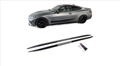 BMW G22 G23 M Performance stílusú lakkozott fekete alsó küszöb spoiler szett