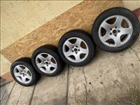  5x112 lyukosztású 16" használt (gyári felni) alufelni, rajta 205/60 használt Hankook téli gumi