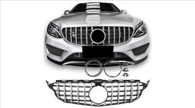 Mercedes Benz W205 C205 C-osztály 2014-2021 króm - fekete hűtőrács Panamerica AMG GT stílusban