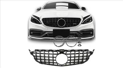 Mercedes Benz W205 C205 C-osztály 2014-2021 lakkozott fekete hűtőrács Panamerica AMG GT stílusban