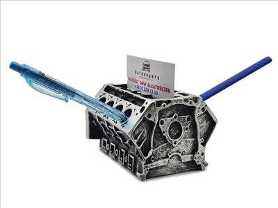 V8 motor motorblokk asztali tolltartó / névjegytartó dísz