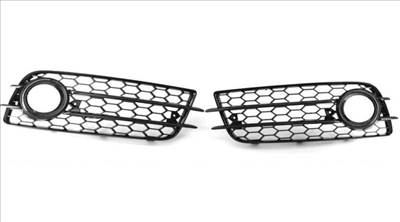 AUDI A4 B8 8K 2007-2011 S-LINE-hoz lakkozott fekete méhsejtes-rácsos ködlámpa keret - króm betéttel RS4 stílusban