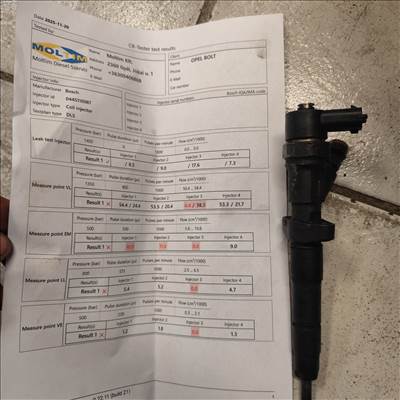 Renault - Opel  2.5 DCI porlasztó 8200101135 0445110087. Bevizsgált. Mérési papírral