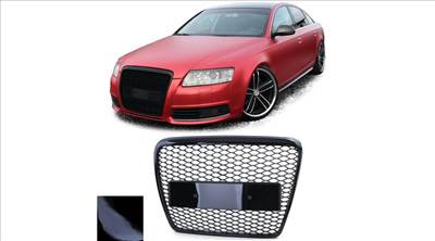 AUDI A6 C6 4F 2004-2011 lakkozott fekete RS stílusú hűtőrács