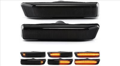 BMW E36 facelift 1995-1999 E53 X5 1999-2005 füst fekete burás futófényes SMD LED oldalindex szett