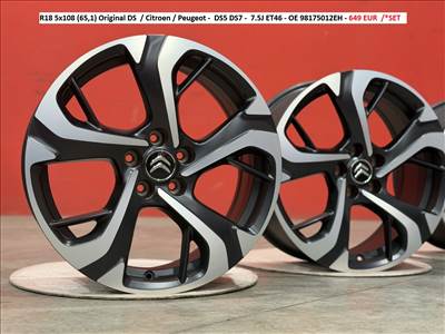 R18 5x108 (65,1) Original DS Citroen Peugeot DS5 DS7  gyári alufelnik felnik 
