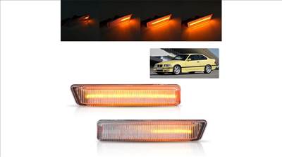 BMW E36 facelift 1995-1999 E53 X5 1999-2005 átlátszó burás futófényes SMD LED oldalindex szett