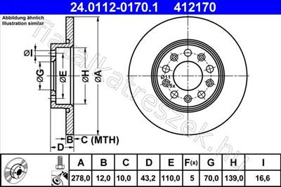 féktárcsa - COMPASS, RENEGADE, TONALE, 159, GIULIETTA, 500X - 24.0112-0170.1, 24.0112-0170.1 -  - ATE Egyéb 0112-0170