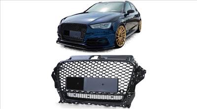 AUDI A3 8V 2012-2016 lakkozott fekete RS stílusú Quattro optikás hűtőrács
