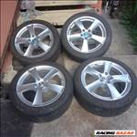  5x112 lyukosztású 17" új Dezent alufelni, rajta 225/45 használt Semperit nyári gumi gumi 