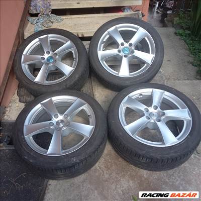  5x112 lyukosztású 17" új Dezent alufelni, rajta 225/45 használt Semperit nyári gumi gumi 