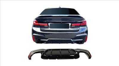 BMW G30 G31 2017-2021 M-Performance hátsó lökhárítóba M5 stílusú lakkozott fekete műanyag diffúzor 2-2csöves kipufogóhoz