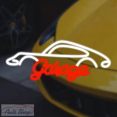 Autószerelő műhely LED tábla neonreklám dekoráció , autós LED neon éjszakai lámpa, BMW GARAGE - Garázstábla 42 x 16,7 cm