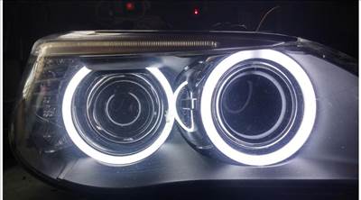 BMW E60 E61 H7 halogén facelift OPÁL SMD LED fehér angel eye nappali menetfény karika szett