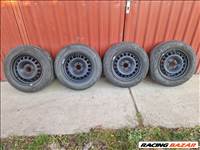  5x110 lyukosztású 15" használt gyári lemezfelni, rajta 195/65R15 jó nyári gumikkal 