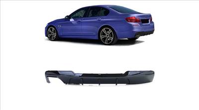 BMW F10 M-packet lökhárítóba M Performance stílusú lakkozott fekete műanyag diffúzor bal oldai 2csöves