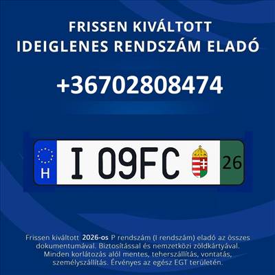 I - RENDSZÁM | P RENDSZÁM (2026) ideiglenes rendszám eladó!