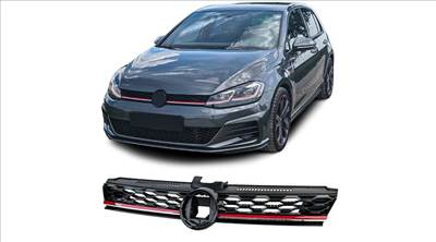 VW Volkswagen Golf 7.5 GTI stílusú lakk fekete hűtőrács piros-króm csíkkal
