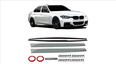 BMW F30 F31 M Performance stílusú matt fekete alsó küszöb spoiler szett